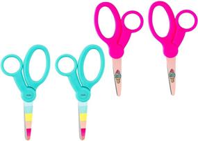 img 4 attached to ✂️ Multicolor Pack of 4 Yoobi Kids Scissors with Blunt Tip