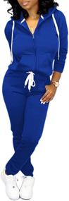 img 4 attached to 👚 FANDEE Two Piece Outfits: Stylish Track Suits with Zipper Hoodie and Pockets for Casual Women