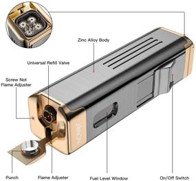 img 3 attached to Refillable Butane Torch Lighters with 4 Jets and Punch - Quad Flame Lighter Gas Fluid Torch (Butane NOT Included)