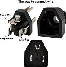 img 1 attached to 🔌 High-Quality Straight Blade Plug 15 Amp 125 Volt Extension Cord Replacement - Grounding 3-Wire Male Plug, Electrical Plug End Black - 3-Pack