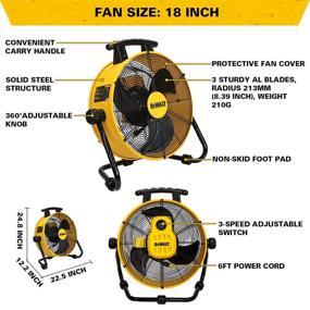 img 2 attached to 🌀 DEWALT DXF1840 Industrial Floor Fan - 18 Inch Drum Fan, 3-Speed Air Circulator with Adjustable Tilt: Heavy Duty Model