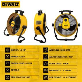 img 3 attached to 🌀 DEWALT DXF1840 Industrial Floor Fan - 18 Inch Drum Fan, 3-Speed Air Circulator with Adjustable Tilt: Heavy Duty Model