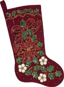 img 1 attached to 🎄 Bucilla Glitzy Poinsettia Felt Applique Christmas Stocking Kit