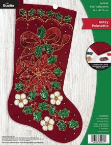 img 2 attached to 🎄 Bucilla Glitzy Poinsettia Felt Applique Christmas Stocking Kit