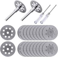 set of 20 diamond cutting wheels (22mm) with 4 mandrels (3mm) and 2 cross crystal screwdrivers for dremel rotary tools logo