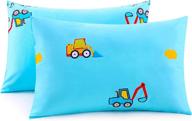 🐻 joyching toddler pillowcases - 2 pack, 100% 600tc egyptian cotton, soft & breathable blue excavator pillow cover (13 x 18 inches) - ideal for infant size pillows logo