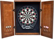 🎯 hathaway brookline electronic dartboard and cabinet set - led dartboard, soft-tip darts, up to 8 players - ideal for family game rooms, basements, home bars, walnut finish logo