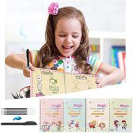 📕 4-piece set: reusable copybook for kids – english calligraphy tracing book for kinder with pen – handwriting letter writing practice book logo