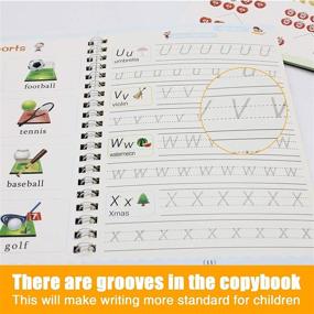 img 1 attached to 📕 4-Piece Set: Reusable Copybook for Kids – English Calligraphy Tracing Book for Kinder with Pen – Handwriting Letter Writing Practice Book