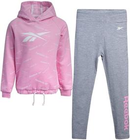 img 4 attached to 👧 Костюм из флисовой толстовки с капюшоном и лосин для девочек Reebok для маленьких и больших девочек.