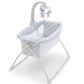 img 2 attached to 🛏️ Delta Children Deluxe Activity Sleeper Bedside Bassinet - Складная переносная детская кроватка с колыбельным механизмом для новорожденных в рисунке "Windmill", 31,69х26,77х22,44 дюйма (набор из 1)