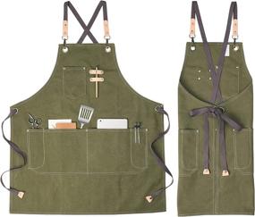 img 4 attached to 👨 Multi-Pocket Apron for Chefs, Waiters, Artists, Men and Women - Perfect for Grill, Kitchen, Restaurant, Bar and Shop Work