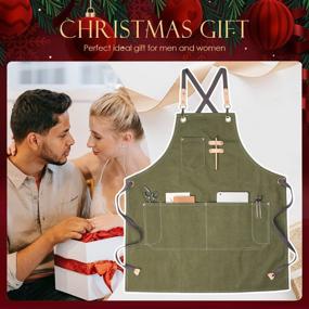 img 3 attached to 👨 Multi-Pocket Apron for Chefs, Waiters, Artists, Men and Women - Perfect for Grill, Kitchen, Restaurant, Bar and Shop Work