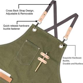 img 2 attached to 👨 Multi-Pocket Apron for Chefs, Waiters, Artists, Men and Women - Perfect for Grill, Kitchen, Restaurant, Bar and Shop Work