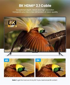 img 3 attached to 🔌 Кабель HDMI высокой скорости 8K 6,6 футов / 2 м для PS5/4, Apple TV - 8K @ 60 Гц, 4K @ 120 Гц, 48 Гбит/с, покрыт золотом, поддержка 3D - серый