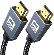 🔌 кабель hdmi высокой скорости 8k 6,6 футов / 2 м для ps5/4, apple tv - 8k @ 60 гц, 4k @ 120 гц, 48 гбит/с, покрыт золотом, поддержка 3d - серый логотип
