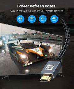 img 2 attached to 🔌 Кабель HDMI высокой скорости 8K 6,6 футов / 2 м для PS5/4, Apple TV - 8K @ 60 Гц, 4K @ 120 Гц, 48 Гбит/с, покрыт золотом, поддержка 3D - серый