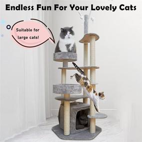 img 2 attached to 🐱 Ultimate Cat Haven: The Perfect Indoor Cat Tree Tower for BIG Cats/Kittens - Includes Scratching Posts, Perch, Toys, and More!