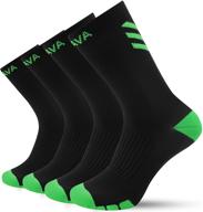 🧦 dovava dri-tech compression crew socks: enhance circulation, quick-dry for athletic running, travel, pregnancy and diabetic support - black-green (4 pairs, large-x-large) logo