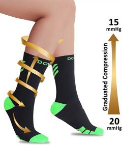 img 3 attached to 🧦 Dovava Dri-tech Compression Crew Socks: Enhance Circulation, Quick-Dry for Athletic Running, Travel, Pregnancy and Diabetic Support - Black-Green (4 Pairs, Large-X-Large)