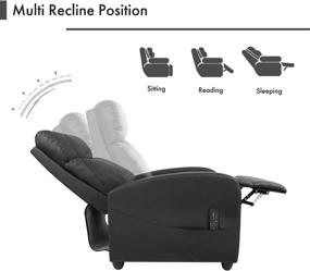 img 2 attached to 🪑 Premium Dark Black Leather Recliner Chair for Living Room, Bedroom, Home Theater - Massage Function Included