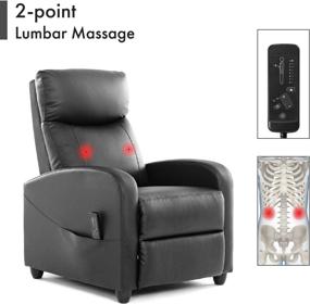 img 3 attached to 🪑 Premium Dark Black Leather Recliner Chair for Living Room, Bedroom, Home Theater - Massage Function Included