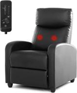 🪑 premium dark black leather recliner chair for living room, bedroom, home theater - massage function included логотип