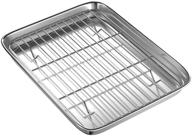 toaster oven tray and rack set, bykooc small stainless steel baking pan with cooling rack - 9x7x1 inch - dishwasher safe baking sheet, anti-rust, sturdy & heavy duty - ideal for home cooking logo