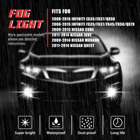 img 2 attached to 🚘 Улучшите противотуманные фары вашего транспортного средства: комплект запасных ламп для Cube Juke Quest Murano Rogue Versa Infiniti FX EX QX M G Q - галогеновая лампа H11 12V 55W, выключатель и проводка. Прозрачная линза.