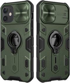 img 4 attached to 📱 Enhanced Protection for iPhone 12/12 Pro: CloudValley Green Armor Case with Camera Cover, Kickstand, Slide Lens Protector, and 360° Rotate Ring Stand