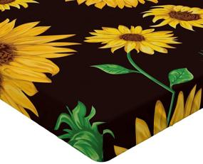 img 2 attached to 🌻 Lunarable Sunflower Fitted Sheet: Earth Tones Floral Buds Leaves Spring Nature Vintage Pattern, King Size, Yellow Green with Deep Pocket for Comfort