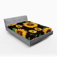 🌻 lunarable sunflower fitted sheet: earth tones floral buds leaves spring nature vintage pattern, king size, yellow green with deep pocket for comfort logo