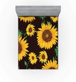 img 3 attached to 🌻 Lunarable Sunflower Fitted Sheet: Earth Tones Floral Buds Leaves Spring Nature Vintage Pattern, King Size, Yellow Green with Deep Pocket for Comfort