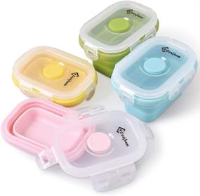 img 4 attached to 🍱 Cozihom Collapsible Silicone Food Storage Container: Portion Control Containers with Clip-on Lid – Stackable, Space Saving, Microwave/Fridge/Freezer/Dishwasher Safe – 5 Oz, 4 Packs