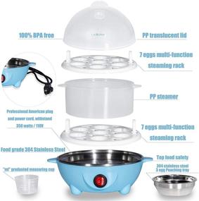 img 1 attached to 🥚 Electric Egg Boiler Cooker - Rapid Poacher, 7-14 Capacity, Soft/Medium/Hard Boiled or Poached, Auto Shut-Off, Blue