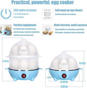 img 3 attached to 🥚 Electric Egg Boiler Cooker - Rapid Poacher, 7-14 Capacity, Soft/Medium/Hard Boiled or Poached, Auto Shut-Off, Blue