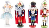 🎄 clever creations nutcracker suite 4 pack: traditional wooden nutcracker ornaments for festive christmas tree décor logo