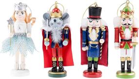 img 4 attached to 🎄 Clever Creations Nutcracker Suite 4 Pack: Traditional Wooden Nutcracker Ornaments for Festive Christmas Tree Décor