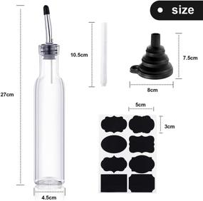 img 3 attached to Premium 4 Pack Vinegar Cruet Olive Oil Glass Bottle Set with Stainless Steel Pourer, Silicone Funnel, Waterproof Sticker and Chalk Marker - Ideal for Home Kitchen