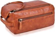 🧳 men's travel toiletry kit/organizer with leather shaving bags logo