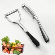 🥔 crebeniph 2 piece set vegetable peeler: stainless steel swivel blade, ergonomic non-slip handle for effortless kitchen use – perfect for potatoes, apples, and more! logo