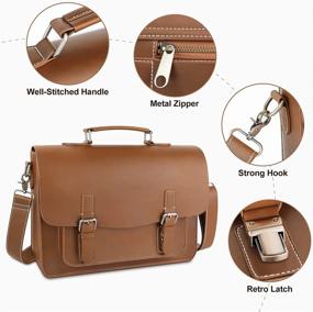 img 2 attached to 👜 Waterproof Handmade Genuine Leather Laptop Briefcase - Vintage Fashion 15.6 Inch Men's Messenger Bag, Large Satchel Shoulder Bag Computer Bag, Leather Laptop Bag (Brown)