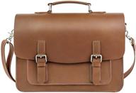 👜 waterproof handmade genuine leather laptop briefcase - vintage fashion 15.6 inch men's messenger bag, large satchel shoulder bag computer bag, leather laptop bag (brown) logo