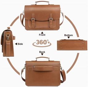 img 3 attached to 👜 Waterproof Handmade Genuine Leather Laptop Briefcase - Vintage Fashion 15.6 Inch Men's Messenger Bag, Large Satchel Shoulder Bag Computer Bag, Leather Laptop Bag (Brown)