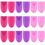 💅 reusable 30-piece silicone gel nail caps for easy diy fingernail polish removal & cleaning in purple, rosy and pink logo