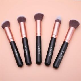 img 1 attached to 💄 Complete 16-Piece Akstore Makeup Brush Set with 4 Blending Sponges, Foundation Sponge, Powder Puff, and Silicone Brush Cleaner (Rose Gold) - Perfect for Travel