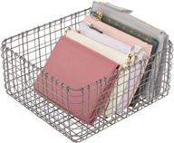 🧺 mdesign farmhouse metal wire storage basket for organizing bedrooms - holds shirts, purses, leggings, scarfs, hats - 12" x 12" - graphite logo