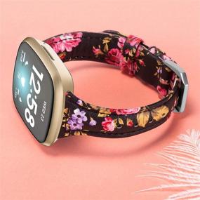 img 3 attached to 🏻 Ремешок Moolia Fitbit Versa 3 для женщин - тонкий ремешок с верхнесортной натуральной тонкой кожей, черный розовый - стильный заменяемый браслет для умных часов Versa 3