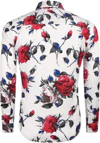 img 2 attached to COOFANDY Floral Sleeve Casual 01_White Men's Clothing for Shirts