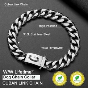 img 2 attached to 🦴 W/W Lifetime Dog Chain Collar: Secure Metal Choke Collar with Design, 19MM Silver Cuban Link - Heavy Duty Chew Proof for Medium Large Dogs - American Pitbull, German Shepherd